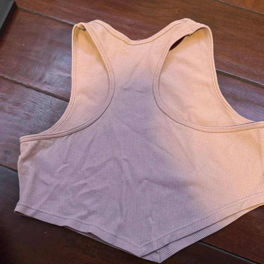 Beige Ribbed Crop Top - Picture 2 of 2
